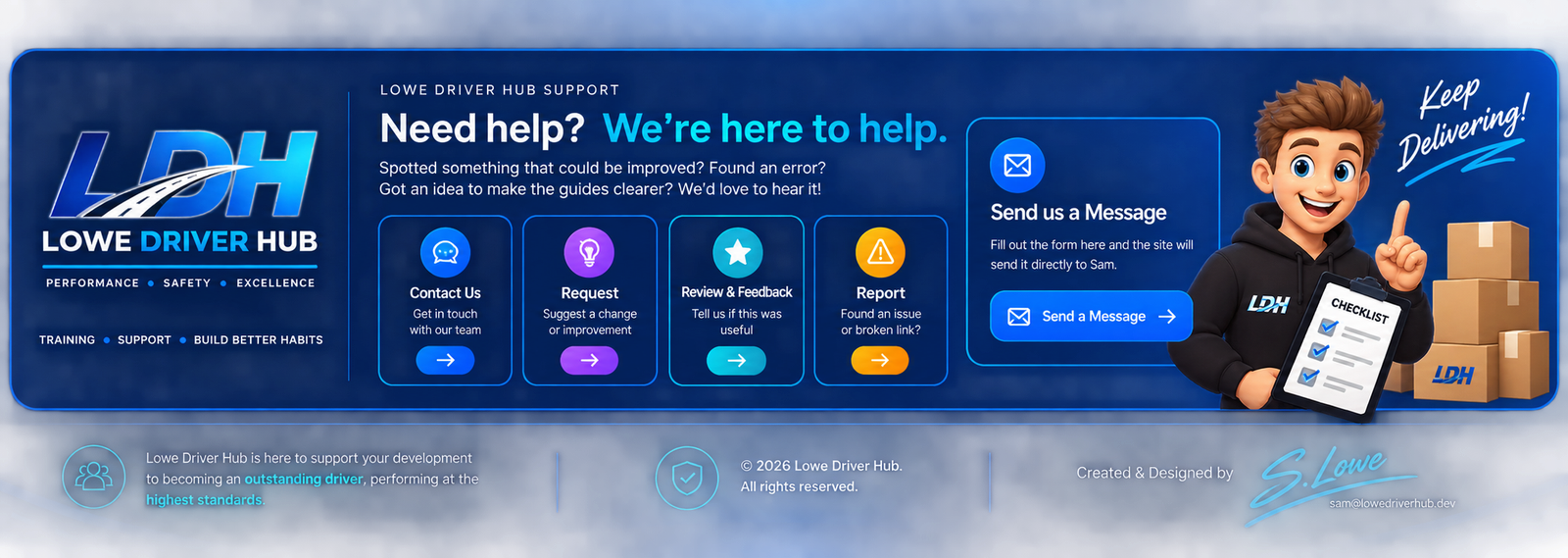 Lowe Driver Hub support footer